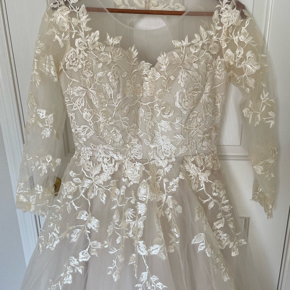 Gorgeous champagne lace wedding gown - Picture 4 of 12